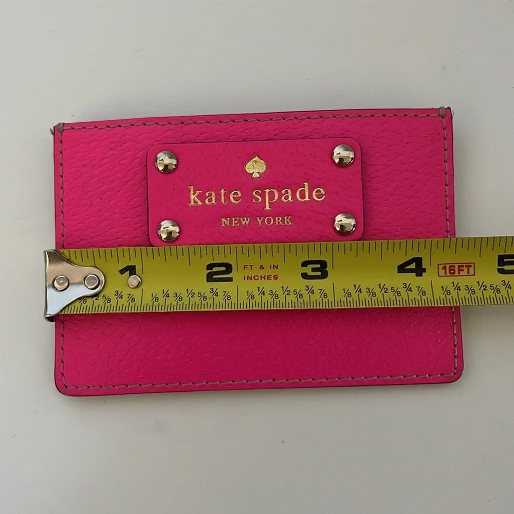 Kate Spade Graham Wellesley Pink Tan‎ Leather Card Holder EUC Slim Wallet